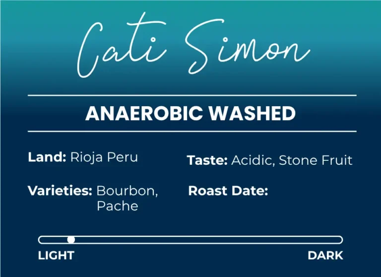 Close-up of The Artisan CS Washed Anaerobic Light Roasted coffee bag label and texture