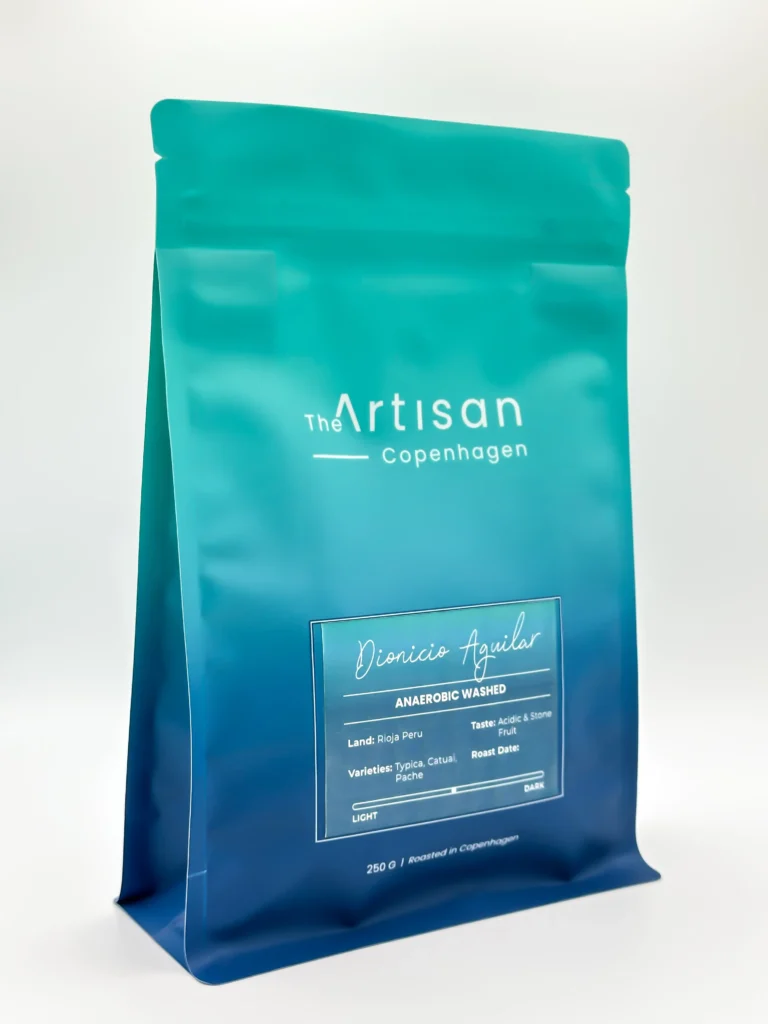 The Artisan DA Washed Medium Roasted coffee beans 250g bag on white background